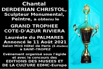 Chantal Derderian Christol, sculpteur monumental, peintre, Lauréate du Palmarès des Grands Trophées Côte-d'Azur Riviera