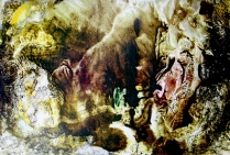 “Gouffre des Sables I ” Encre sur papier (75x50cm) de Betty DE RUS, peintre abstraite.