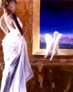   “La Nuit de l'Ange”, peinture, huile sur toile, liquin (100x80cm) oeuvre de Nicole Meunier