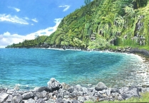  “Anse des Cascades”, huile sur toile, (81x116 cm) oeuvre de la peintre AMI 