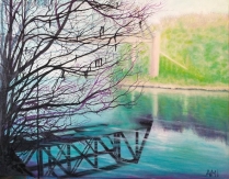 “Le Pont”, huile sur toile, (50x65 cm)  oeuvre de la peintre AMI