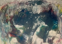 Série Grottes et Gouffres – “Infra Nature”   Paysage abstrait  2   (50x70cm) encre sur papier oeuvre de la peintre Betty De Rus