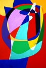 “Fluorescence Prismique”, peinture acrylique sur toile (100x70 cm) Oeuvre du peintre abstrait Alain Delic