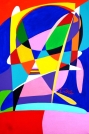 “Implosion Spectrale”, peinture acrylique sur toile (60x90 cm) Oeuvre du peintre abstrait Alain Delic