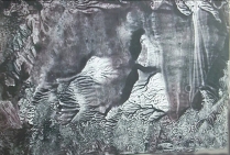 “Hernio Cénote”  oeuvre de Betty De Rus  Encre sur papier (50x70cm)