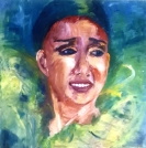 “Bahia”, huile sur toile, 50 x 50 cm, oeuvre de Jeanne SIMON, peintre 