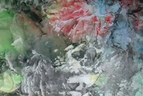“Fond Marin”, Encre sur papier, 50x70cm, oeuvre de Betty DE RUS, peintre abstraite  