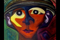 “L'Enchanteur”, huile sur toile de lin (dim.90x70cm), oeuvre de l'artiste peintre Annie Fontaine, lauréate du Palmarès,récipiendaire de la Plaquette d'Honneur avec Award Européen des Arts et Styles 2024