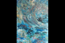 ''Enfer sur Mer'', huile sur toile 60x40cm,Jeanne SIMON traite ici la mer, dans sa force et sa violence, une peinture puissante aux touches spontanées et intuitives. L'artiste montre au-delà du figuratif, l’expressionniste vérité d'une mer indomptable.