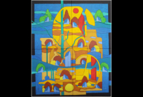 ''Reflets Soleil d'Automne'' tableau acrylique sur toile (130x108 cms) 2025. Michel MARANT nous entraîne dans le vertige de facettes, de reflets en un florilège d'harmonies, le regard est dérouté puis rassuré, envoûté dans une pleintude de beauté.