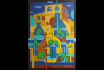 ''L'Abbaye'' oeuvre acrylique sur toile (146x100 cms) 2025, un exemple du style novateur de Michel MARANT, des espaces clés révèlent le sujet. Plusieurs plans visuels découpent l'image puis la reconstruisent, exprimant le sujet en une symphonie esthétique