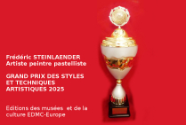 Le Grand Prix des Styles et Techniques Artistiques 2025 vient récompenser dans un cadre international la maîtrise des techniques picturales et de leurs applications pratiques. Frédéric STEINLAENDER a su acquérir ces savoirs spécifiques.    
