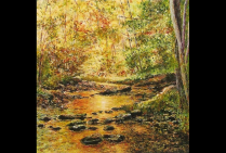 L'oeuvre ''Sous-Bois en Automne'' (80x80cm), acrylique sur toile véritable chef-d'oeuvre de Nicole EYNARD. Peintre maîtresse dans l'art du paysage, elle réussit à faire ressentir la spiritualité, la vie dans la Nature, pour nous en faire partager l'amour.