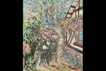 ''Mon Jardin'' 73x50cm huile sur toile 2014 Peinture poétique pour s'émerveiller, quand le jardin de Lin QIU BERTALAN devient un univers de rêve, dans lequel les coloris semblent danser et chanter pour renouveler une vision du bonheur.      