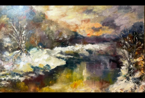 ''Sérénité'', 116 x 89 cm huile brosse et couteau, sur toile de lin. Michel SKUPIEN, est le peintre de la nature, il vit en phase avec elle, sa toile est leur dialogue, quand elle lui parle de ses couleurs, il lui répond avec ses pinceaux. 