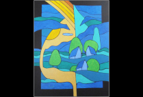 ''Automne sur la Feuille I'' 65 x 50 cms, Acrylique sur toile, 2025. Toute la poétique d'une saison qui passe évoquée en florilège de bleus. Michel MARANT nous présente sa vision automnale inédite et apaisante, on aime flâner et rêver dans ses paysages.  