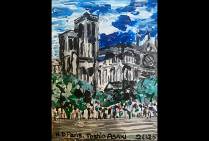 vue de PARIS, oeuvre du peintre Toshio ASAKI. École de Paris du XXIe Siècle.