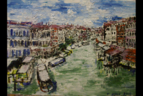 ''Venise'', huile sur toile 60x70cm pour Toshio ASAKI, un but de la peinture et de créer un dialogue visuel avec le public pour partager des émotions. L'artiste révèle beauté et vérité du paysage qu'il intériorise par ses yeux et son cœur.  