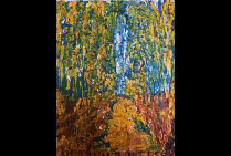 ''Forêt de Bambous'', huile sur toile 60 x 70cm Toshio ASAKI, aborde la peinture tel une représentation de ce qu'il ressent au travers de ce qu'il voit. Lumière, formes, couleurs sont   la vie du paysage qui le traverse et qu'il restitue sur la toile.