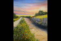 ''Cinq Heures du mat' (46x38cm) Huile sur toile, Sylvie BAC crée un impressionnisme romantique et optimiste où la lumière transporte la couleur de ses sentiments. Elle peint un dialogue pictural avec la nature empli d'authenticité.