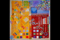 ''MEXICO''huile sur toile 100 x 100cm. Gérard SUISSIA dans sa stylistique abstraite utilise les couleurs, les signes tels des indicateurs qui seront significatifs. Les éléments urbains les plus flagrants participent à son art d'avant garde qui nous racont