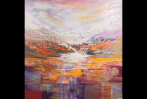 ''Patchwork'', 80x80cm, acrylique sur toile. Étonnant  paysage de  Christiane GILBERT qui  résume à lui seul une synthèse de ce que peut être l'impressionnisme, celui d'hier et d'aujourd'hui. Lumière, reflets, figuratif, abstraction, tout y est. 