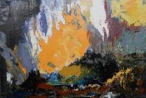 Abstraction de la peintre Gilberte FERRARI, ses oeuvres-d'art reflètent souvent une amplitude quasi-cosmique