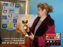 la peintre Achalezay a reçu le Trophée Art et Styles 2016
