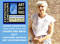 Janine DASSONVAL artiste textile, licière d'art à obtenu la Coupe des Arts 2017 à l'exposition-concours national organisée par les Editions des musées et de la culture EDMC