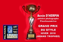 la peintre aquarelliste, photographe, Annie D'HERPIN, Grand Prix, Grand Trophée du Style 2018