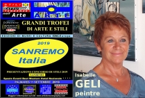 La pittrice Isabelle Geli a ottenuto il Grande Trofeo di Arte e Stili. Sanremo 2019 Italia