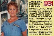 la peintre Isabelle Geli, lauréate du Palmarès, a obtenu le Grand Trophée de l'Art et des Styles Sanremo 2019 Italie