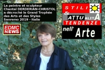 Chantal Derderian-Christol, peintre sculpteur, obtient le Grand Trophée de l'Art et des Styles Sanremo 2019.