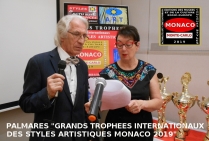 Annonce du Palmarès des Grands Trophées Internationaux des Styles Artistiques - Monaco 2019 par la co-présidente du Jury Annie d'HERPIN