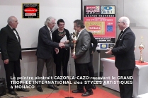 CAZORLA-CAZO, peintre, lauréat du Palmarès, ici à Monte-Carlo, lors de la remise à l'artiste du Grand Trophée International des Styles Artistiques Monaco 2019. 