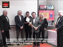 CAZORLA-CAZO, peintre, lauréat du Palmarès, ici à Monte-Carlo, lors de la remise à l'artiste du Grand Trophée International des Styles Artistiques Monaco 2019. 
