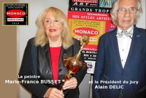 Marie-France BUSSET, peintre. Lauréate du Palmarès. Grand Trophée International des Styles Artistiques - Monaco 2019 