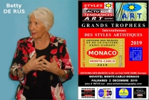 Betty DE RUS, peintre. Lauréate des Grands Trophées Internationaux des Styles Artistiques - Monaco 2019 