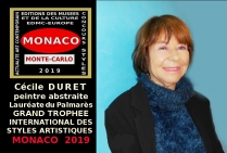 Cécile DURET, peintre. Lauréate des Grands Trophées Internationaux des Styles Artistiques - Monaco 2019 